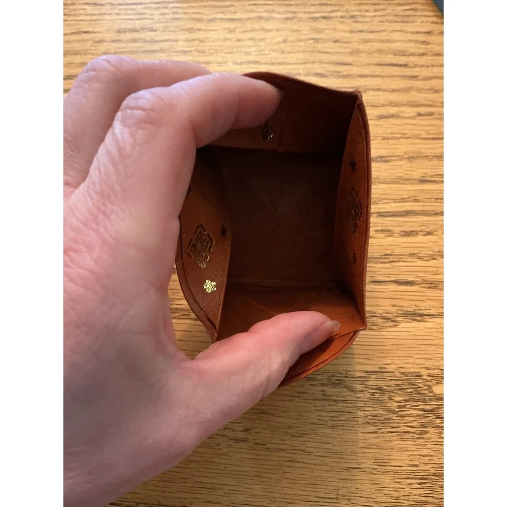 Vintage Folding Coin Purse leather origami Gold Stamped Wallet Morocco